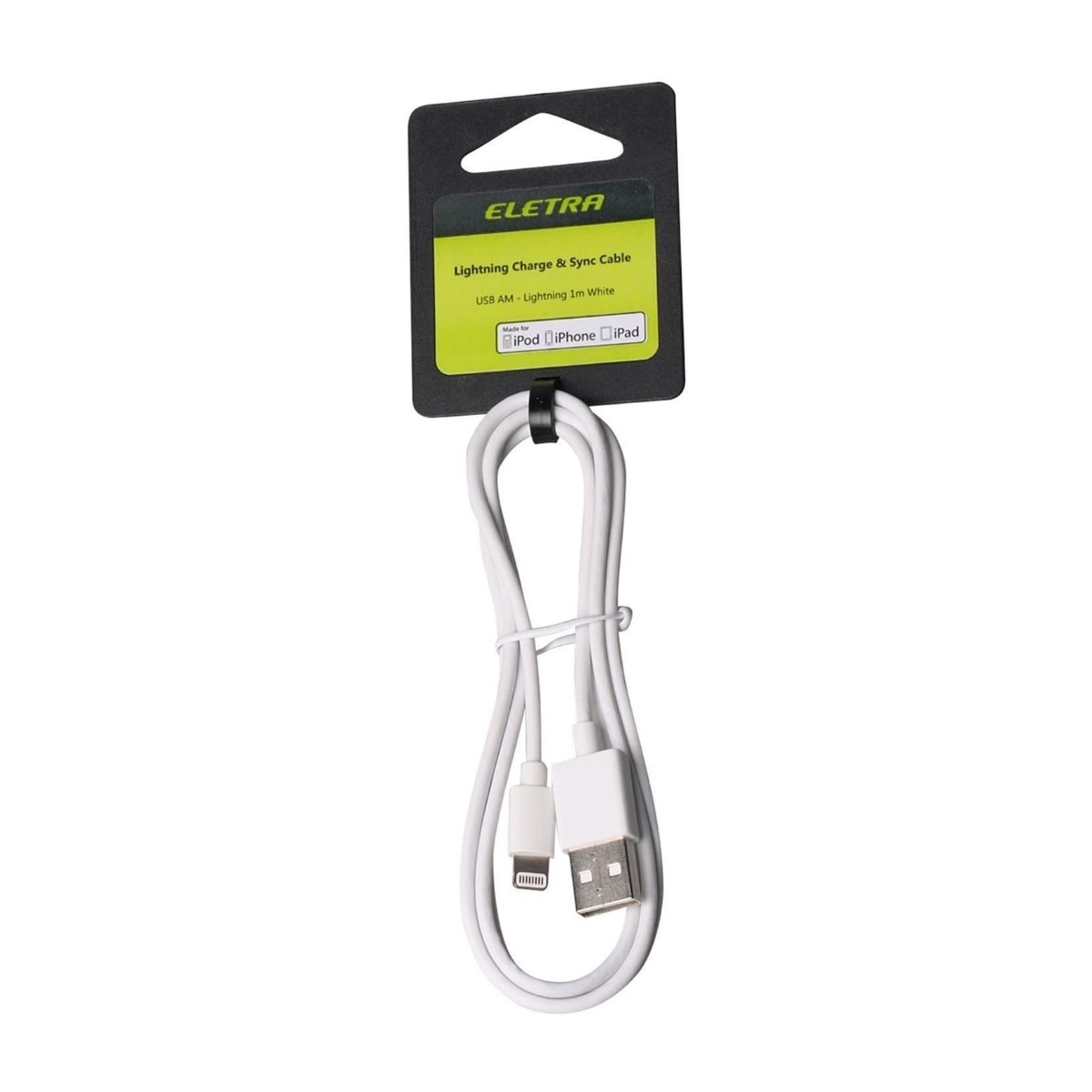 ELETRA USB-LIGHTNING KAAPELI 1M, VALKOINEN 