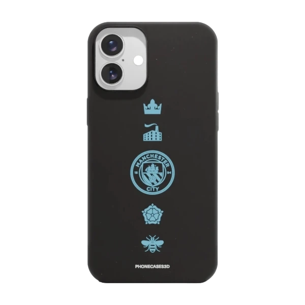 Phonecases3D iPhone 16 Plus Man City kompostoituva suojakuori, musta