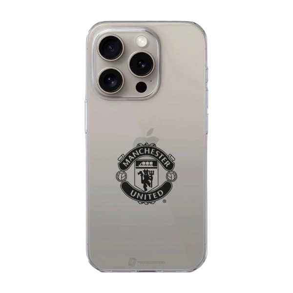 Phonecases3D iPhone 15 Pro Manchester United FC Clear case -suojakuori, valkoinen