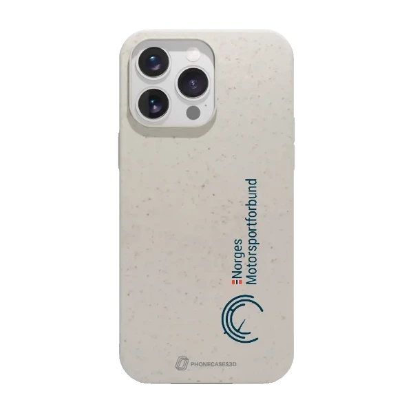 Phonecases3D iPhone 16 Pro Max Norges Motorsportforbund kompostoituva suojakuori, valkoinen