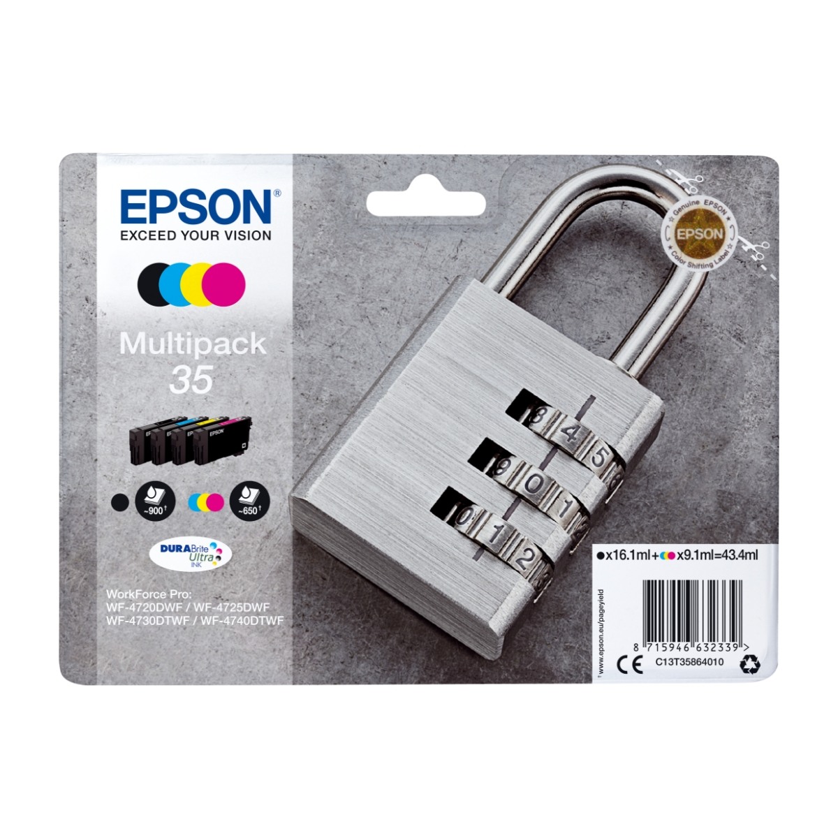 Epson Padlock multipack 4-Colours 35 Durabrite Ultra ink