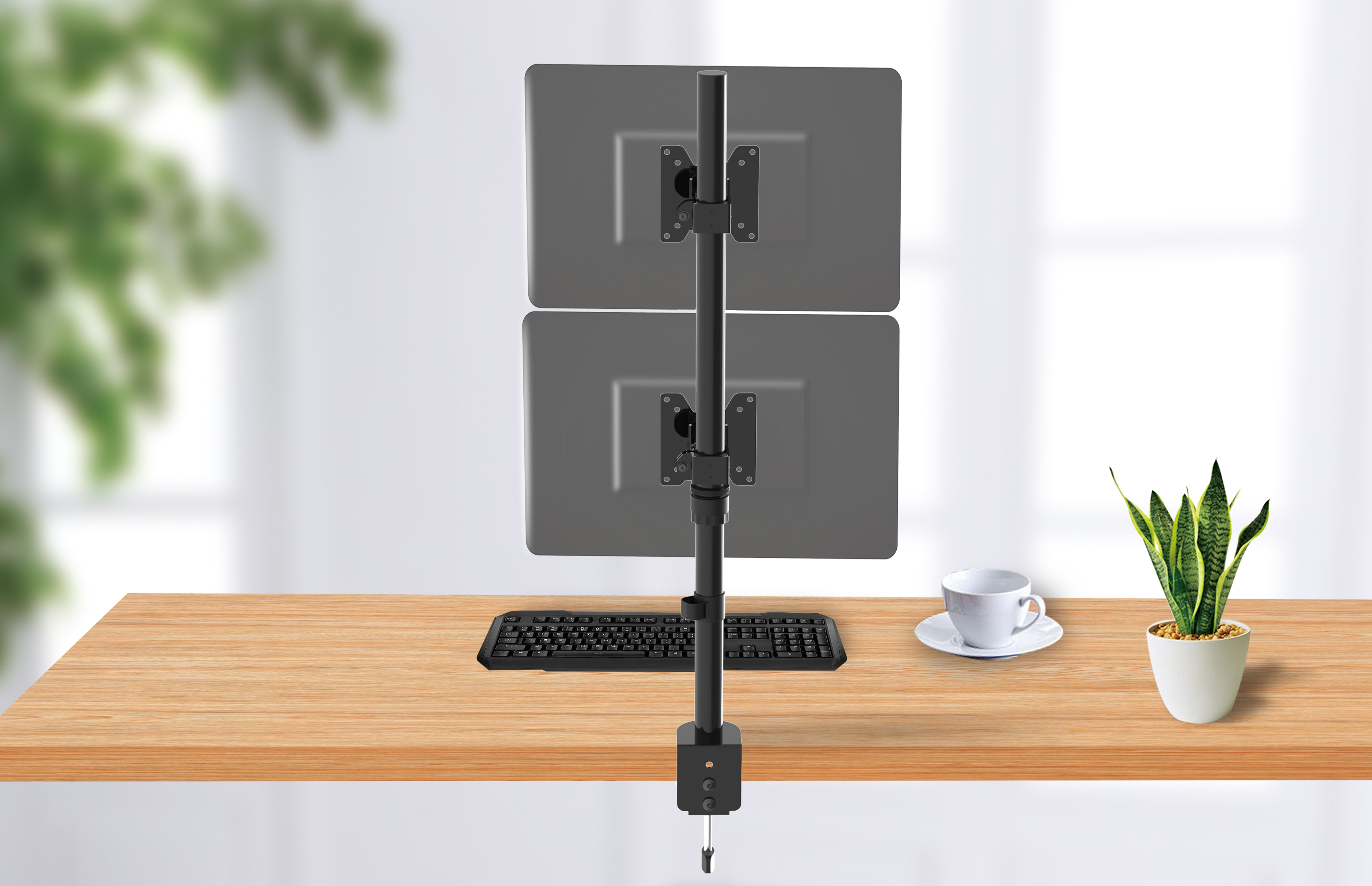 Illustration of two monitors attached to a Cepter monitor mount