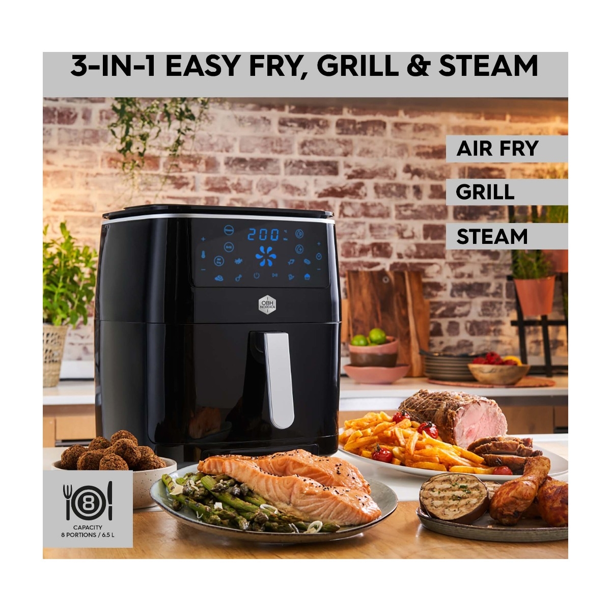 OBH FW2018S0 Easy Fry & Grill 3 i 1 Steam+ billede 5
