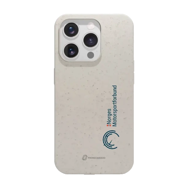 Phonecases3D iPhone 15 Pro Norges Motorsportforbund kompostoituva suojakuori, valkoinen