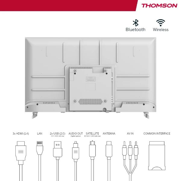Pieds Et Câble Secteur Pour TV Thomson 40FG2S14W – Ouverts Mais Jamais Utilisés
