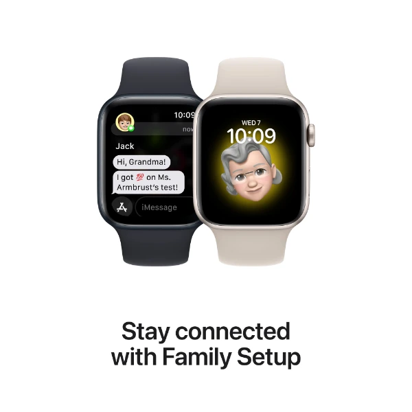 Apple Watch SE GPS 44 mm sølvfinish aluminium urkasse med hvit 