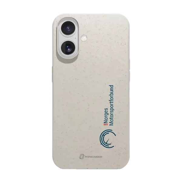 Phonecases3D iPhone 17 Norges Motorsportforbund kompostoituva suojakuori, valkoinen