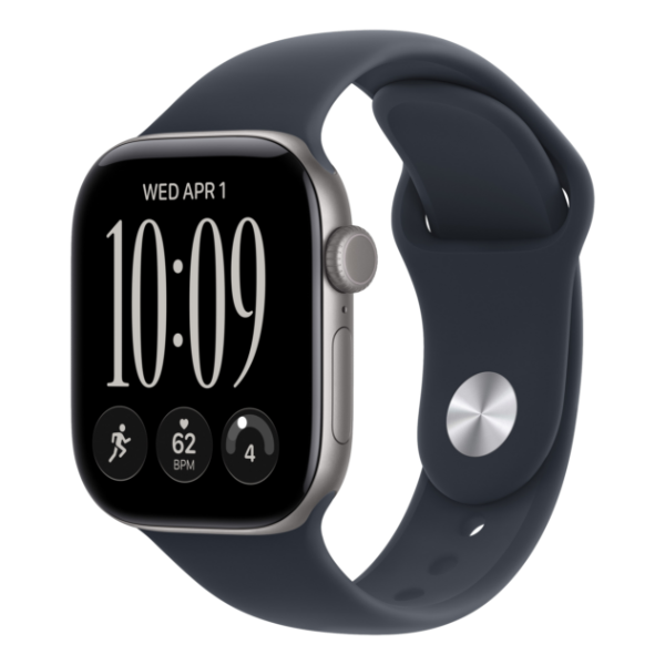 Apple Watch Series 12 GPS 42 mm space grey aluminium, marineblå Sportsrem - S/M