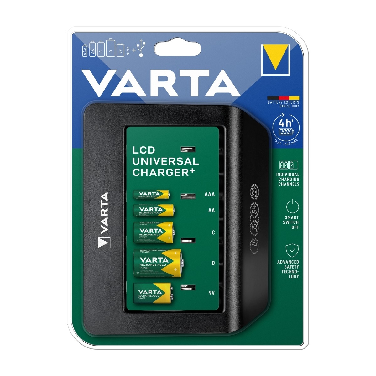 Varta Universal Charger+, 9V, AA, AAA, C, D