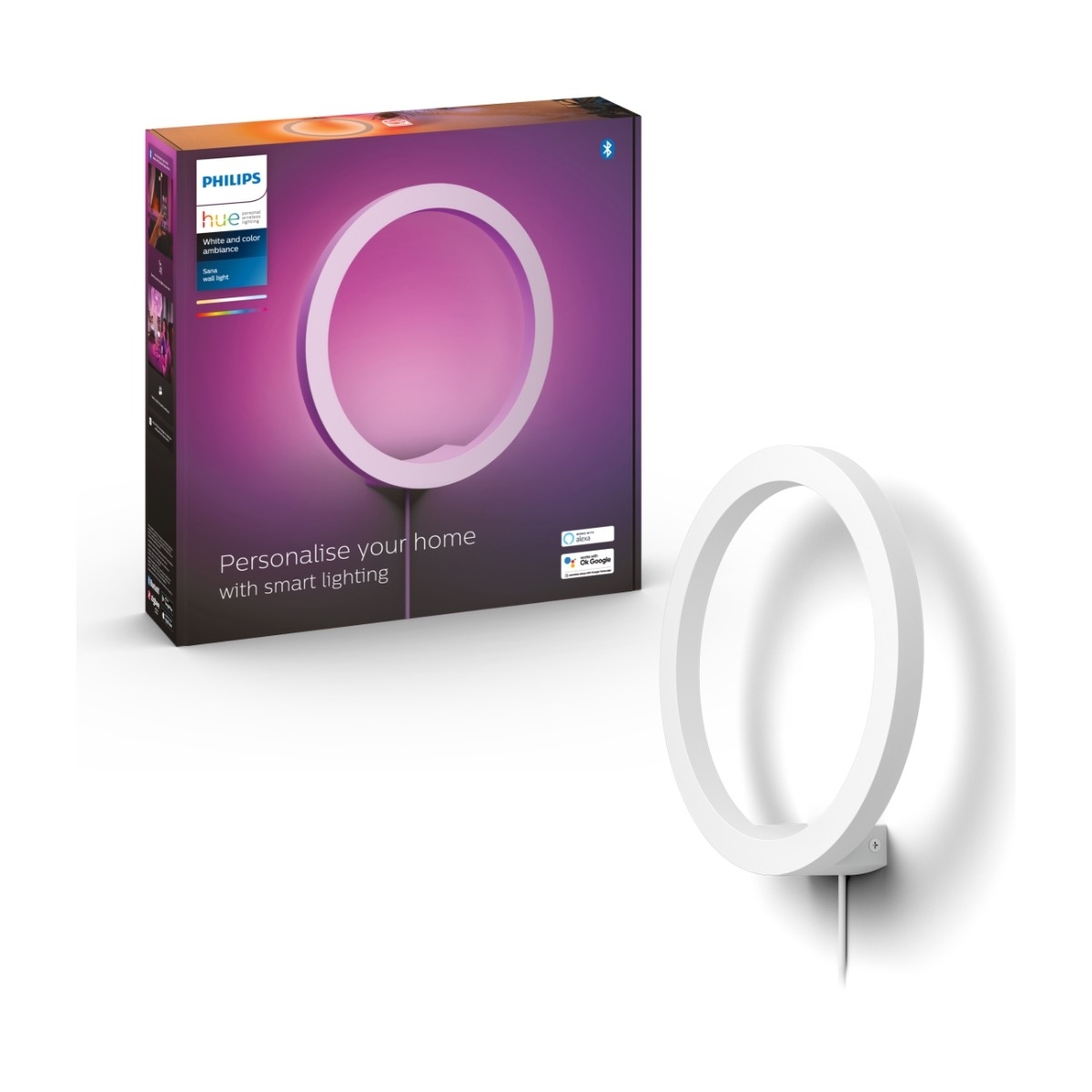 Philips Hue Sana vegglampe, hvit