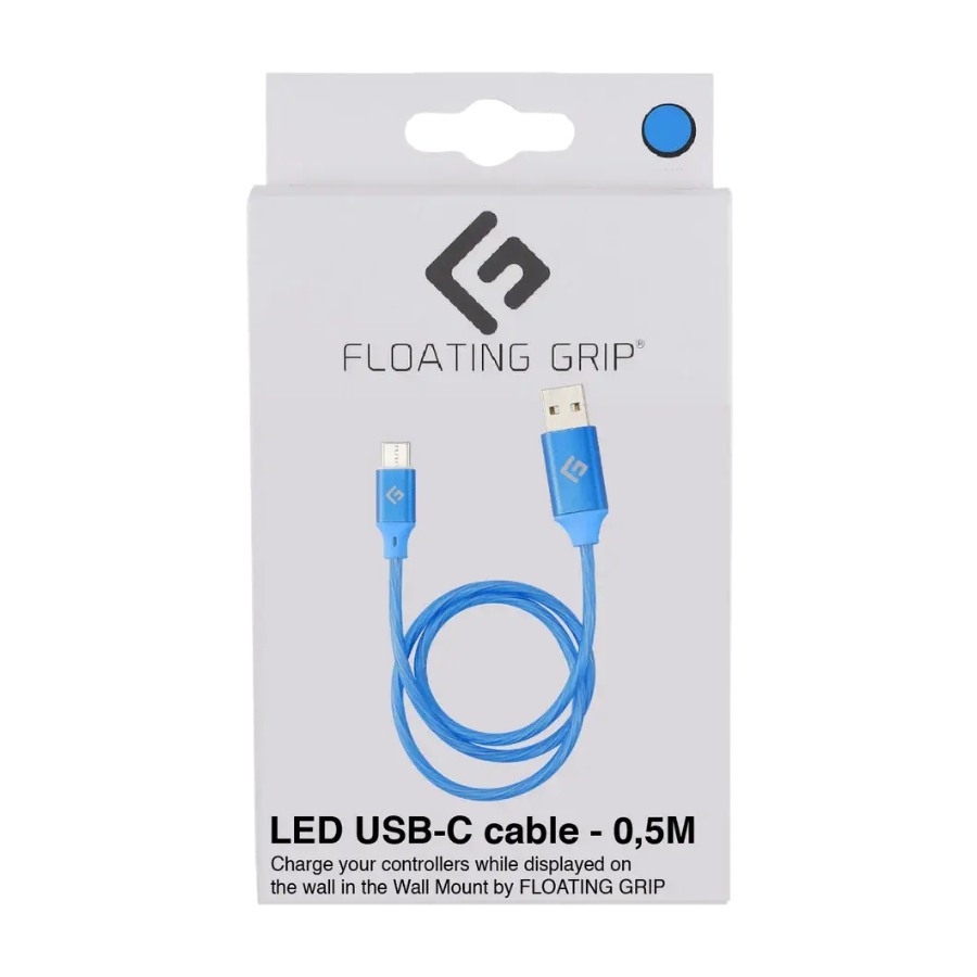 Floating Grip 0,5M LED USB-C-kabel, blå
