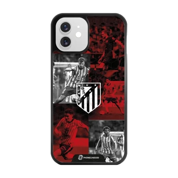 Phonecases3D iPhone 12 Atlético de Madrid -3D suojakuori, musta