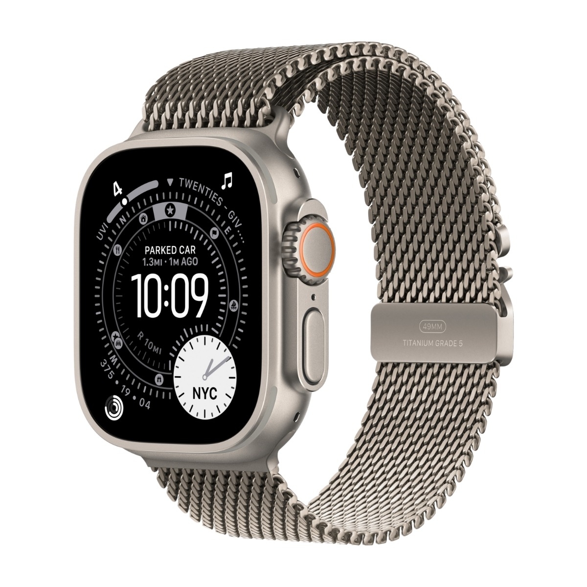 Apple Watch Ultra 3 GPS + Cell 49 mm naturlig titan, naturlig Milanese loop i titan - S