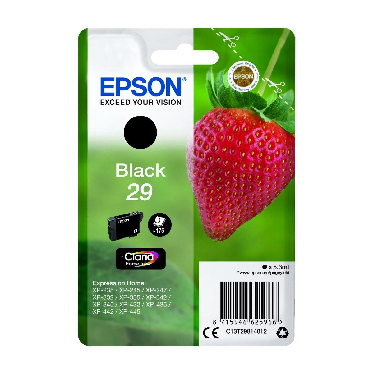 Epson Strawberry Singlepack, black 29 Claria Home ink