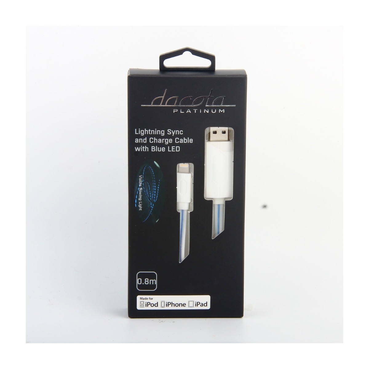 DACOTA P USB LIGHTNING LED 0,8M WH Power.no DACOTA P. MICRO USB CABLE WLIGHTNING AD Power.no