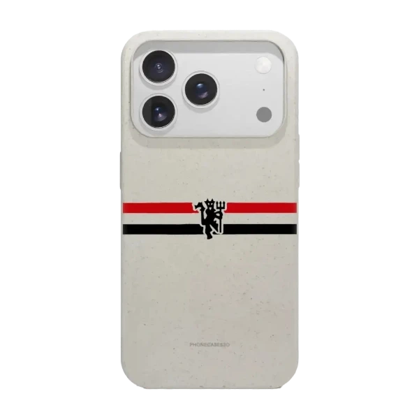 Phonecases3D iPhone 17 Pro Manchester United FC kompostoituva suojakuori, valkoinen