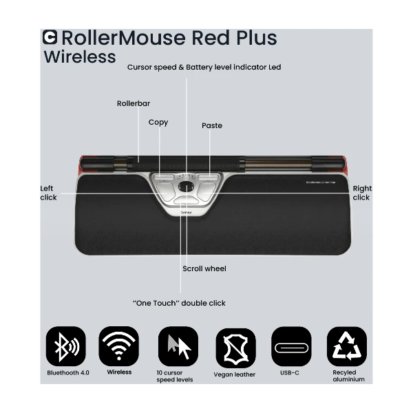Contour RollerMouse Red Plus (langaton) - Power.fi