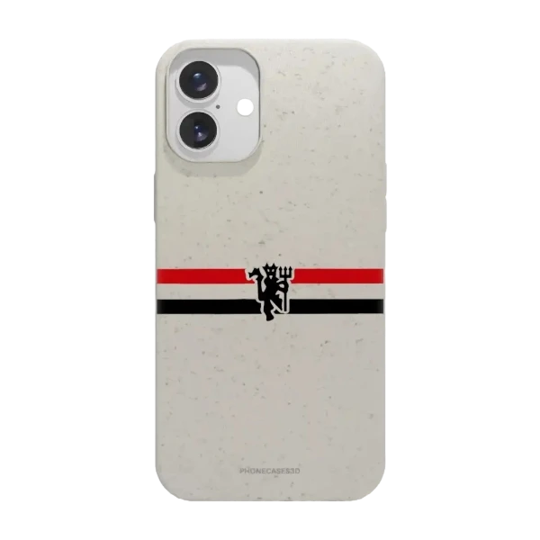 Phonecases3D iPhone 16 Plus Manchester United FC kompostoituva suojakuori, valkoinen