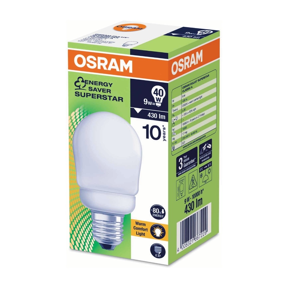 OSRAM CL A 9W/825 220-240V E27 - Power.no