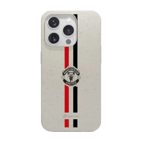 Phonecases3D iPhone 15 Pro Manchester United FC kompostoituva suojakuori, valkoinen