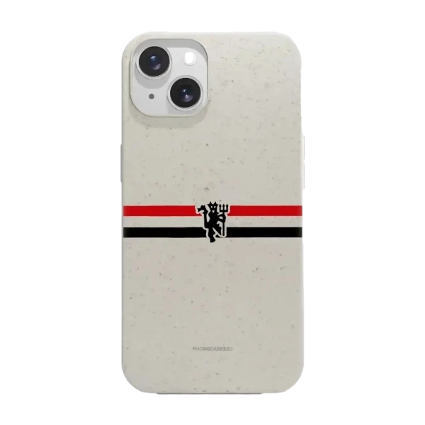Phonecases3D iPhone 14 Manchester United FC kompostoituva suojakuori, valkoinen
