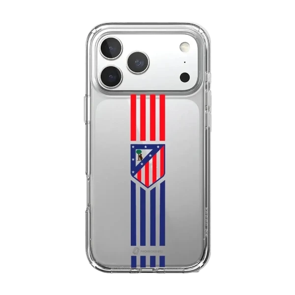 Phonecases3D iPhone 17 Pro Max Atlético de Madrid Clear case -suojakuori, valkoinen