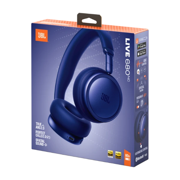 JBL Live 680NC trådløse on-ear ANC-hodetelefoner, blå - Power.no