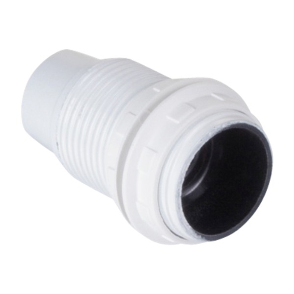 Lampeholder E14 M/Ring, hvit