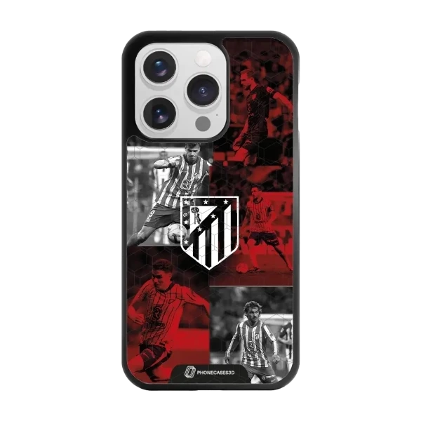 Phonecases3D iPhone 16 Pro Atlético de Madrid -3D suojakuori, musta