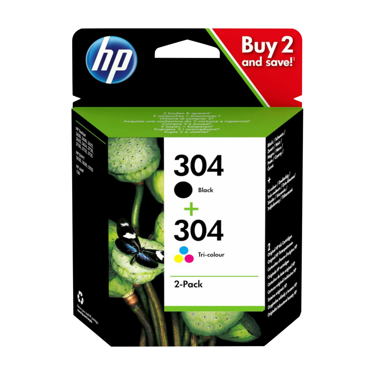 HP 304 2-pack, sort/farvepatron 3jb05ae