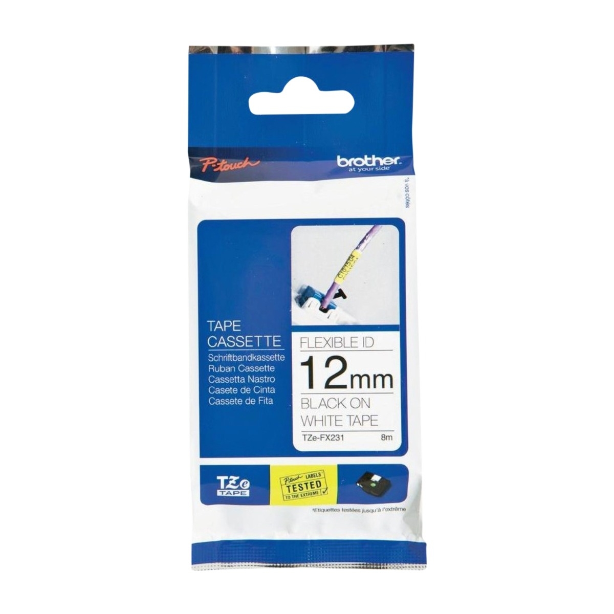 Brother TZE231 Tape 12 mm X 8 M svart/hvitt