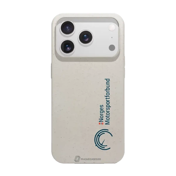 Phonecases3D iPhone 17 Pro Max Norges Motorsportforbund kompostoituva suojakuori, valkoinen