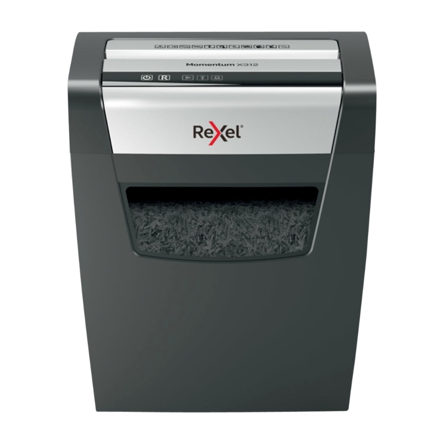 Rexel Momentum X312 Makuleringsmaskin Partikkelkutt-Makulering svart, grå
