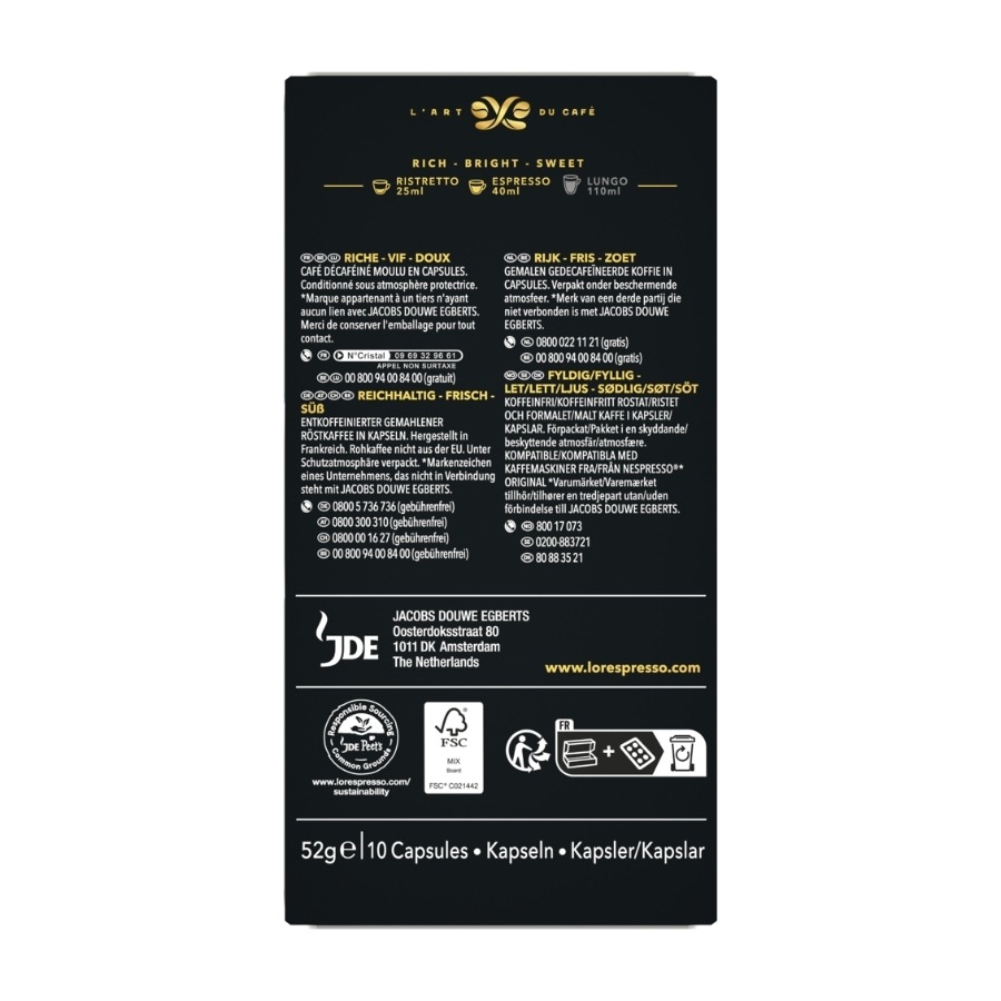 L'OR Capsules Ristretto Decaffeinata - 10 pcs billede 2