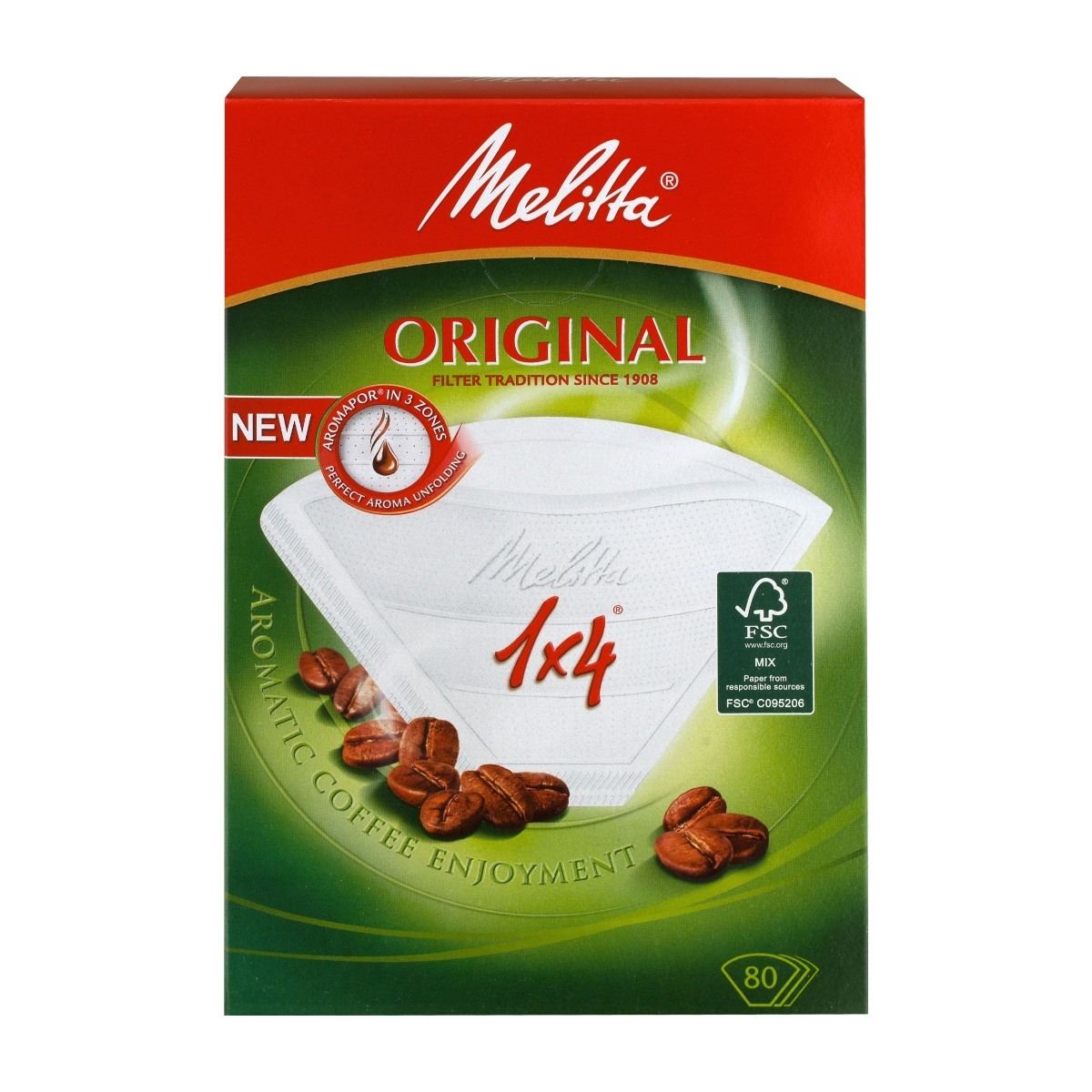 Melitta MEL6658090, hvite kaffefiltre 1X4 80 stk