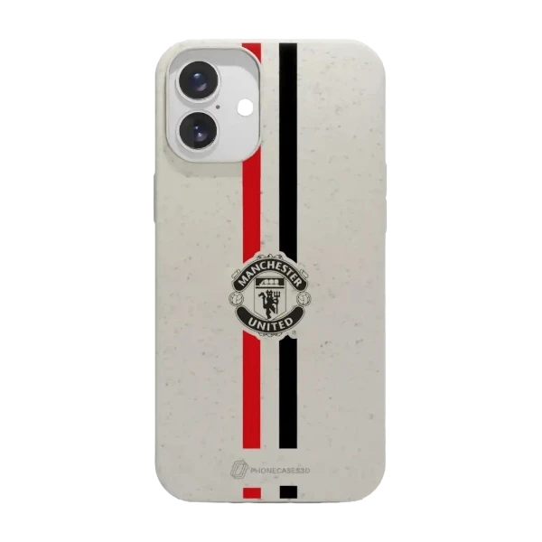 Phonecases3D iPhone 16 Plus Manchester United FC kompostoituva suojakuori, valkoinen