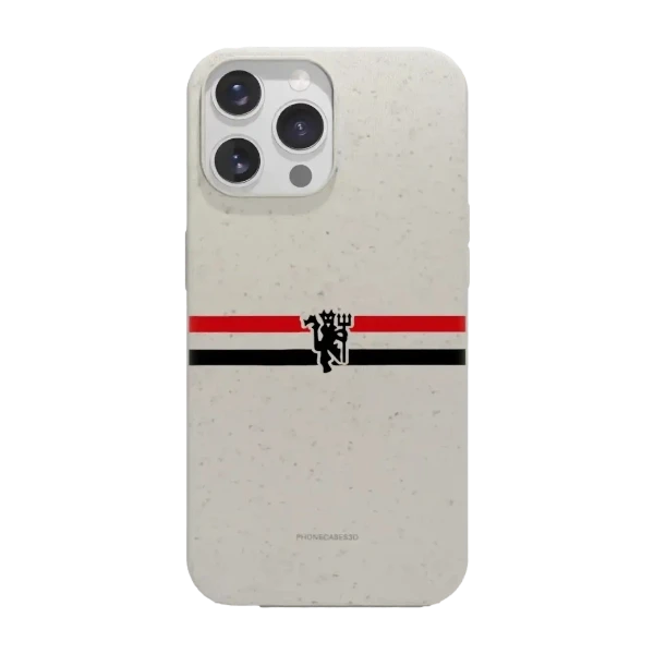 Phonecases3D iPhone 14 Pro Manchester United FC kompostoituva suojakuori, valkoinen