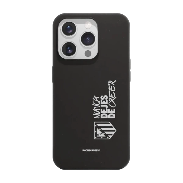 Phonecases3D iPhone 16 Pro Atlético de Madrid kompostoituva suojakuori, musta