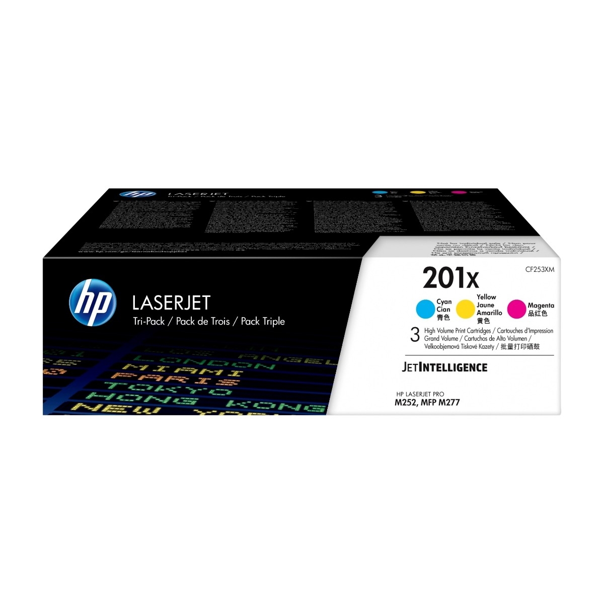 HP 201X 3 Stykker Original cyan, Fiolblå, gult cf253xm
