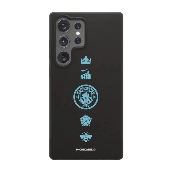 Phonecases3D Samsung Galaxy S25 Ultra Man City kompostoituva suojakuori, musta