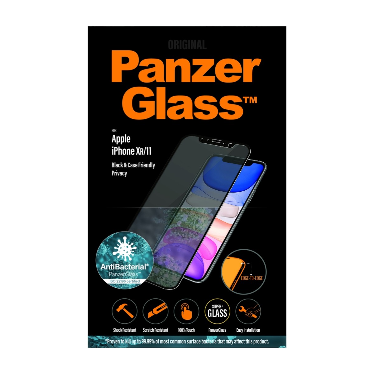 PanzerGlass iPhone XR/11 skärmskydd Privacy filter, svart