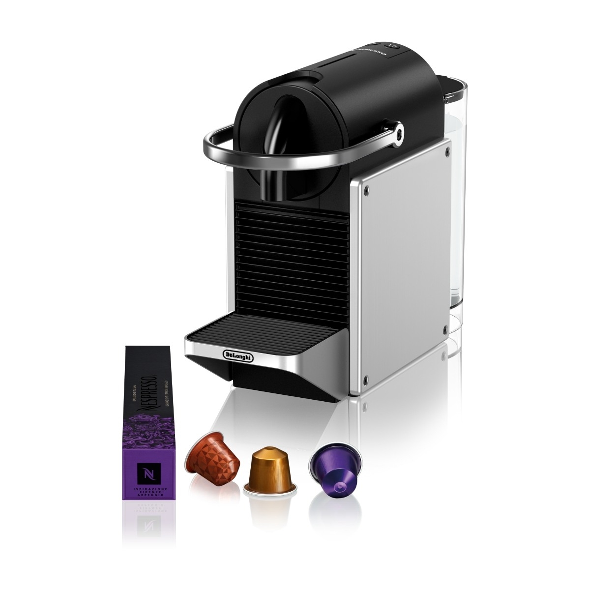 Nespresso Pixie kapselmaskin By Delonghi, sølv