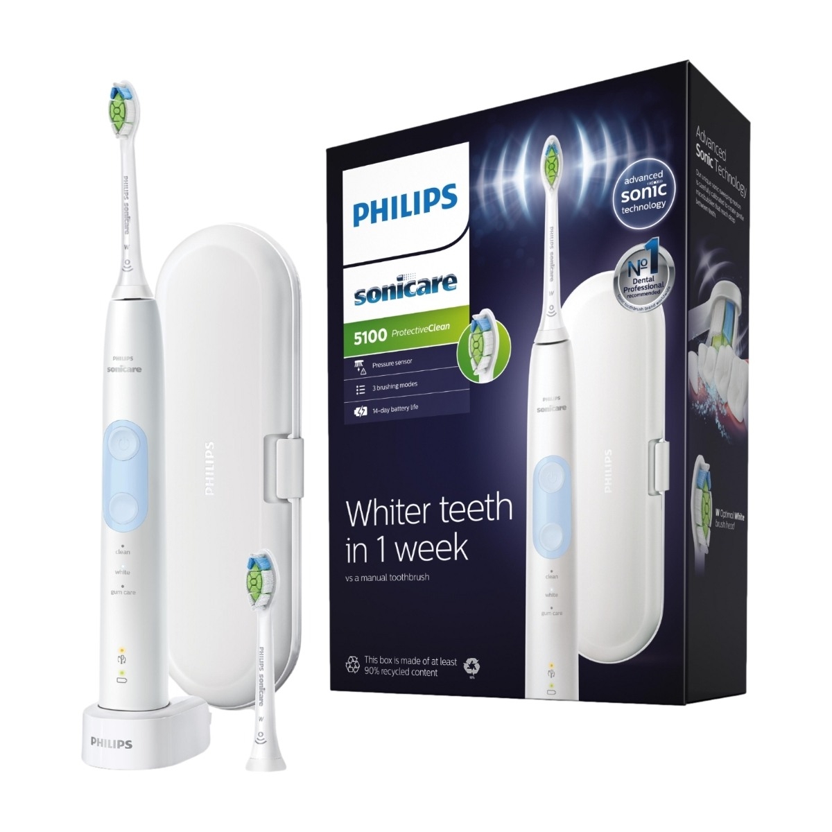 Philips Sonicare ProtectiveClean 5100 elektrisktandbørste, hvid billede 1