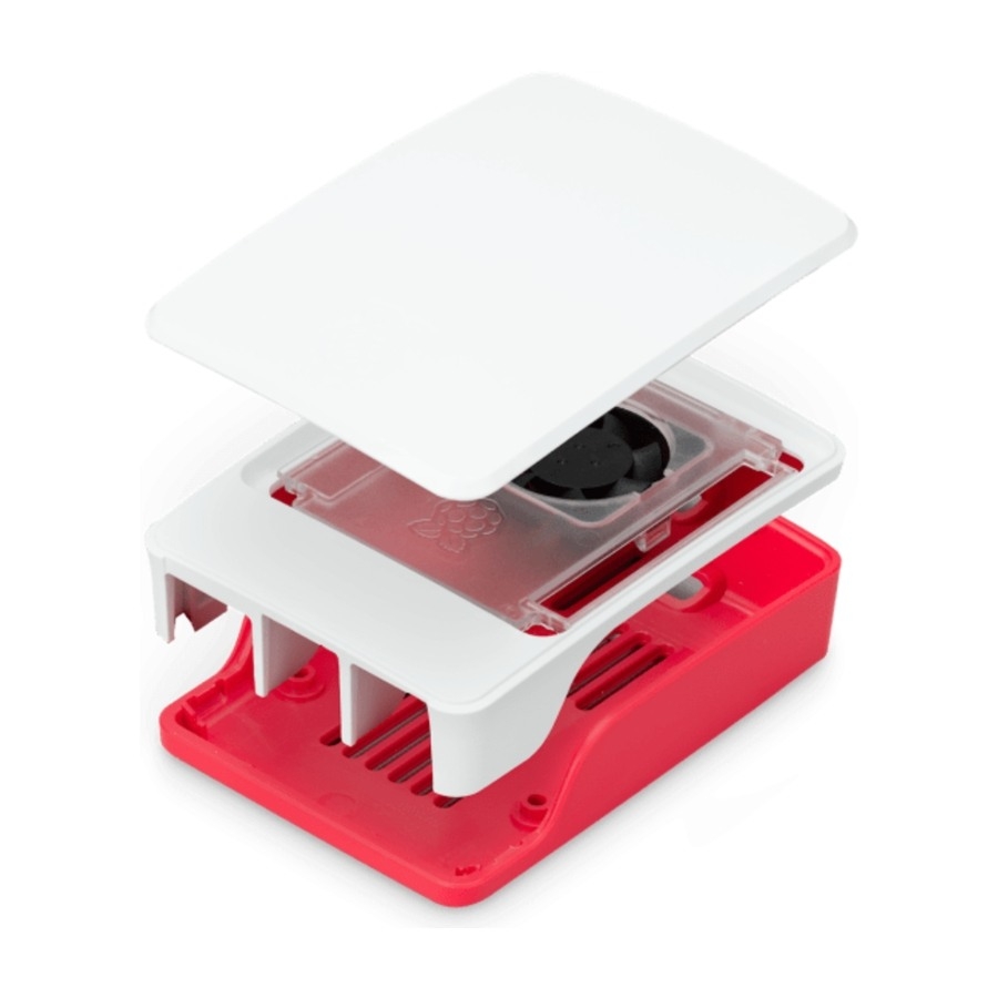 Raspberry Pi 5 officielt cover, rød/hvid - POWER.dk