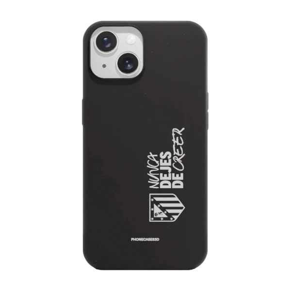 Phonecases3D iPhone 15 Atlético de Madrid kompostoituva suojakuori, musta