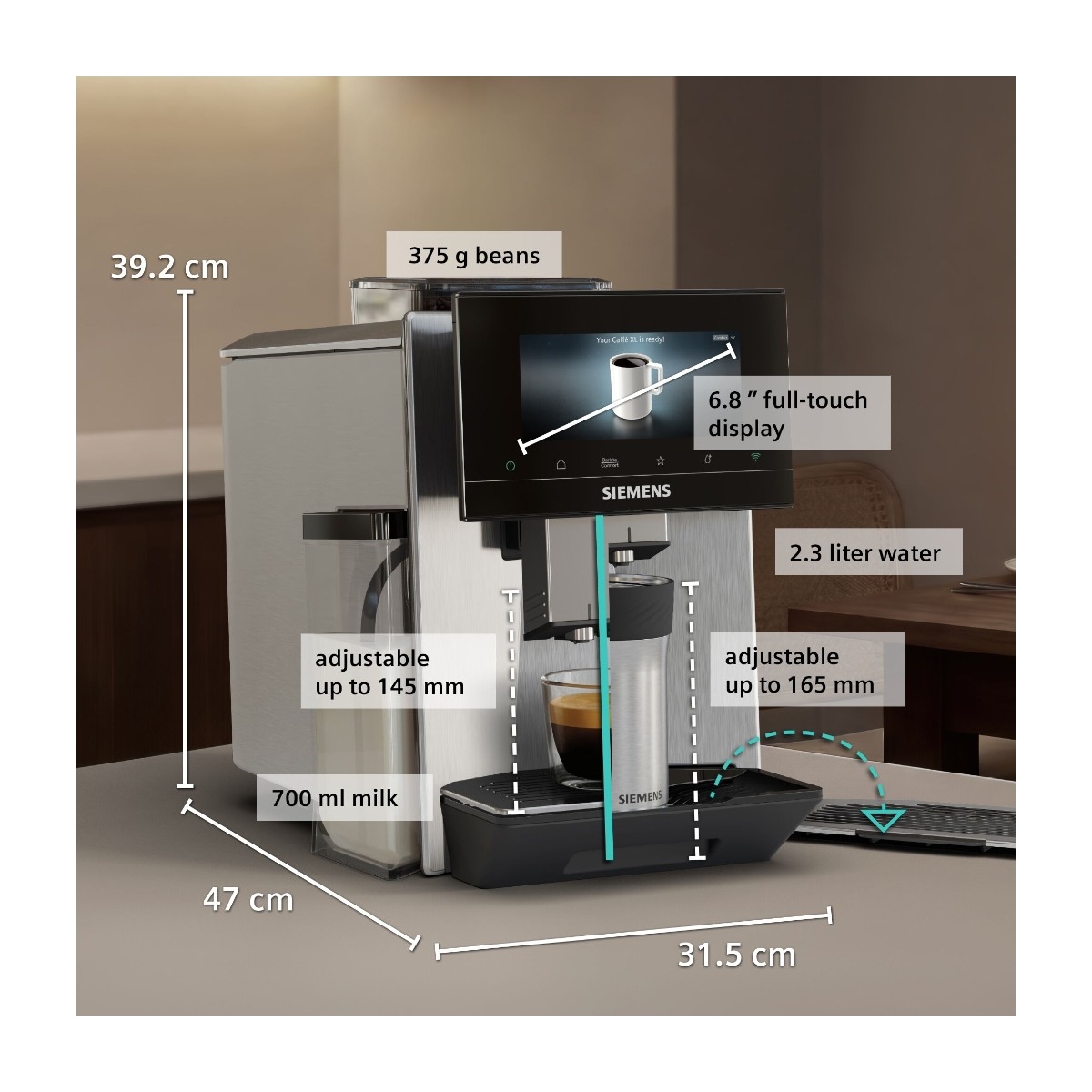 Siemens EQ900 iAroma TQ923E83 kaffemaskine billede 6