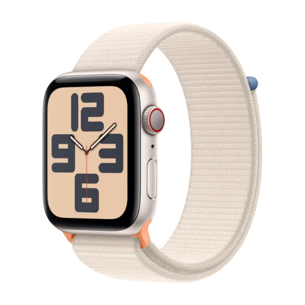 Apple Watch SE GPS + Cellular 44 mm Stjärnglans aluminiumboett med  Stjärnglans sportloop