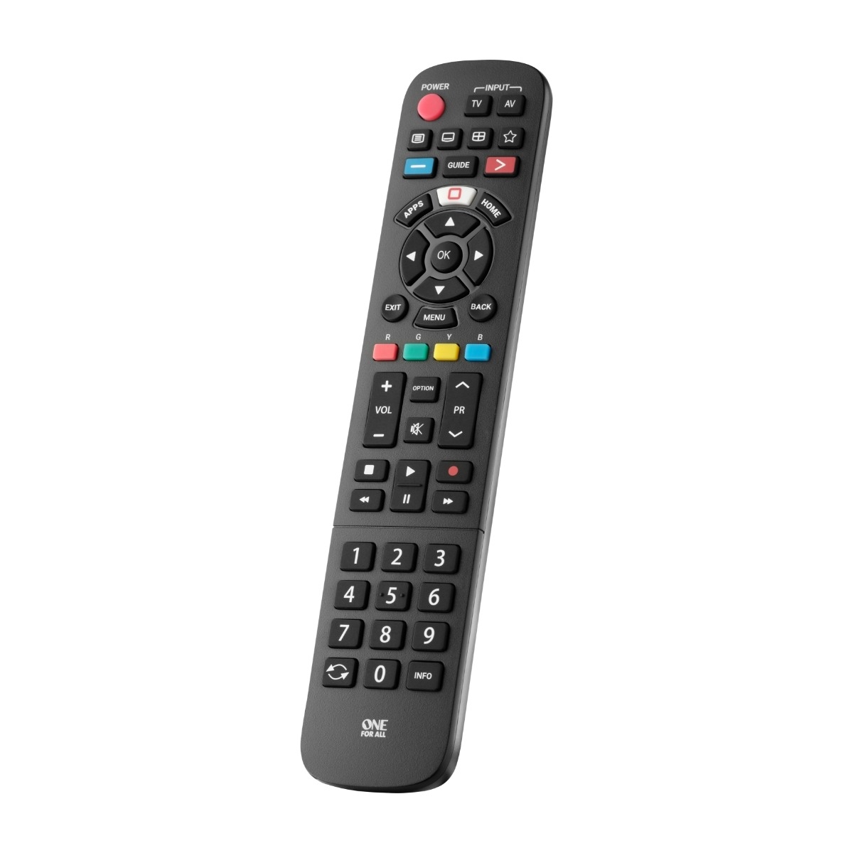 One For All URC4914 -vaihtokaukosäädin Panasonic-televisioille, musta