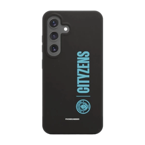 Phonecases3D Samsung Galaxy S25 Man City kompostoituva suojakuori, musta