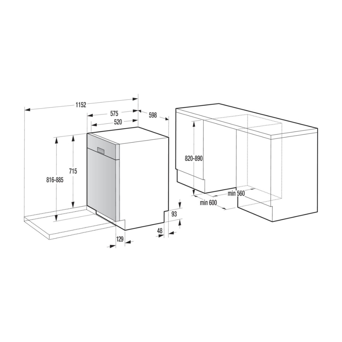 Gorenje GU642E90W opvaskemaskine til underbygning billede 9